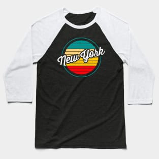 New York - Retro Sunset Baseball T-Shirt